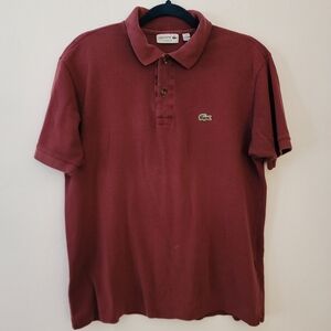 Lacoste Classic Fit Polo Shirt w/ two buttons in  Burgundy Size‎ L